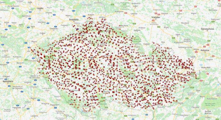Srážky se zvěří na mapě ČR